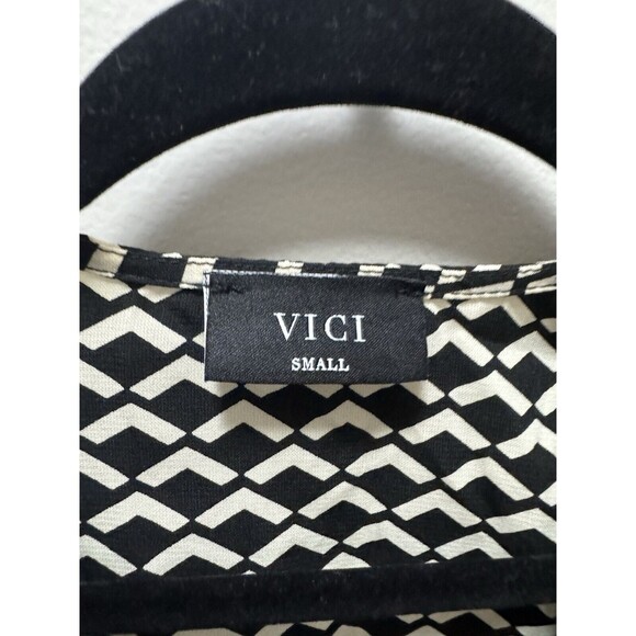 VICI Black & White Geometric Faux Wrap Dress Tychee - Size Small - Picture 7 of 7